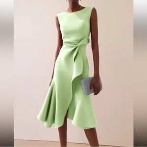 Fehaute Sleeveless Midi Elegant Dress w/Waist Twist for Day-to-Night M Green Nwt